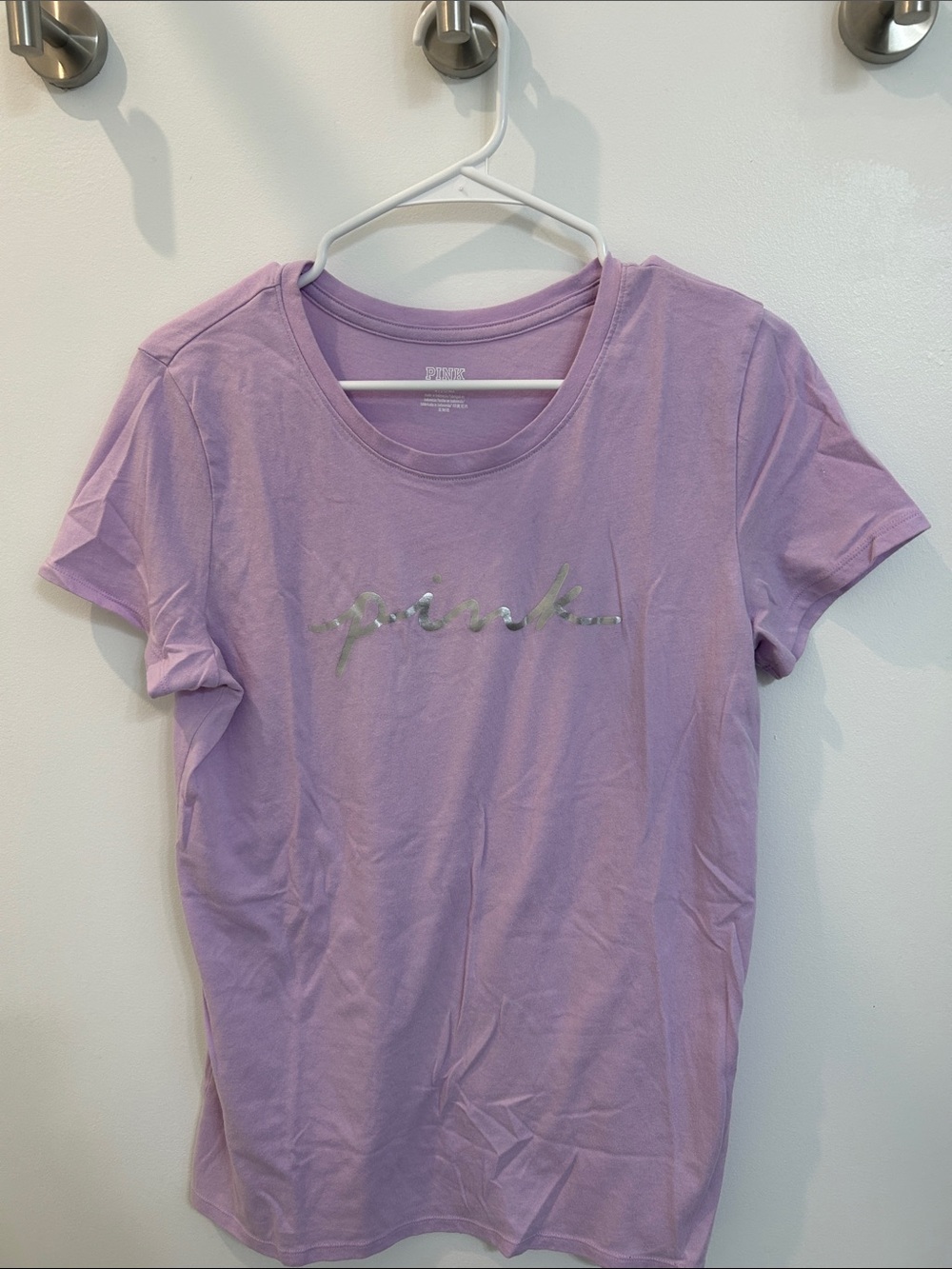 Victoria's Secret Lavender Short Sleeve Tee with Metallic Script